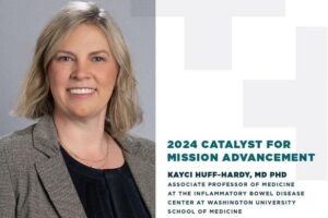 Catalyst for Mission Advancement Received by Dr. Kayci Huff from the Crohn’s and Colitis Foundation at the Evening of Hope Gala, 11/9/2024